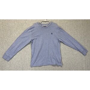 Polo Ralph Lauren Boys Blue Heather V-Neck Long Sleeve T-Shirt Size M 10-12